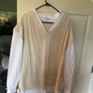 Crown & Ivy Cream V-Neck Sweater Vest
